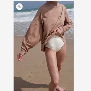 Na Nin James Mock Neck Oversized Sweatshirt in Tan